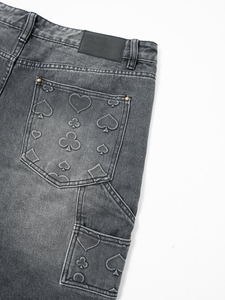 กางเกงยีนส์ขาสั้นเดนิมหนา 14 ออนซ์ พร้อมโลโก้ปั๊มนูน ขายส่ง รุ่น 2026 ผ้าฝ้าย 100% สไตล์สตรีทแวร์ กางเกงยีนส์ขาสั้น Jorts Meeroos Ind - Product Image 3