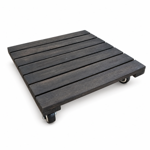 Support de plante en bois d'acacia minimaliste de 12 pouces 360 roues verrouillables traditionnelles pour une utilisation en intérieur pour les centres commerciaux - Product Image 1