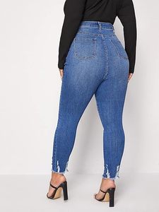 <span class=keywords><strong>Jeans</strong></span> Skinny da Donna Taglie Forti a Vita Alta Elasticizzati, Leggings a Matita in Denim Lavabile, Vestibilità <span class=keywords><strong>Slim</strong></span>, Design Strappato, Primavera Autunno Inverno - Product Image 5