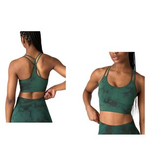 Custom Wholesale Women <b>Tie</b> Dye Sports Bra Seamless Strappy <b>Back</b> Breathable Yoga Fitness Gym Workout Activewear - Product Image 1
