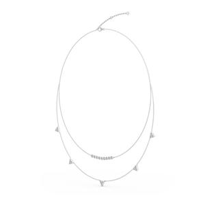 Collar Moderno de Oro Rosa de 9K con Doble Capa y Diamantes de Laboratorio, con Acento de Barra Curva y Racimo, 1.96 CTW, 18 Pulgadas - Product Image 5