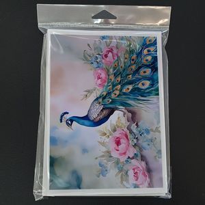 Whimsical Peacock A7 Tamaño 5x7 Tarjetas de notas en blanco Paquete de 8 con sobres Tarjetas de felicitación - Product Image 3