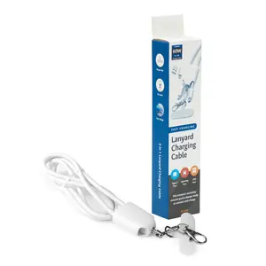 Câble de charge portable 4-en-1 60W avec lanière, 120 cm de long, avec crochet d'identification et support de téléphone en silicone, modèle OC-LN8-WHT, décontracté - Product Image 3