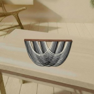 Hermoso Tapiz de Macramé Azul con Barra de Madera para Decoración de Fondo en Bodas, Fiestas y Celebraciones, Hecho en India - Product Image 2