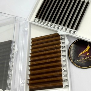 Private Label Wholesale <b>Lash</b> Extensions Individual Tray 12/16 Lines PBT Synthetic Fiber CC/DD/M/L Curl Matte Black Cashmere - Product Image 1