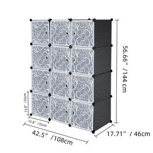 Armadio componibile a 12 cubi con ante, contenitori e scaffali per l'organizzazione degli oggetti RT - Product Image 6