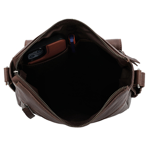 <b>Women's</b> Leather Crossbody Bag Solid Color Zipper Closure Classic Style Polyester Lining Daily Use All Seasons - Product Image 2
