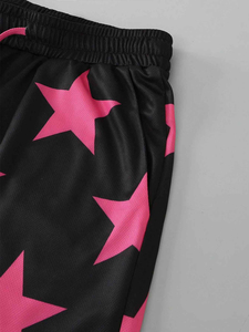 <b>Men's</b> Custom Letter Print Star Design Breathable Casual <b>Shorts</b> Polyester/Cotton Drawstring Mid Waist Pockets ODM High Quality - Product Image 3