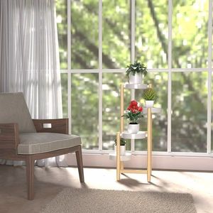 WTZ 4-Tier Tall Bamboo Indoor/Outdoor Plant <b>Stand</b> Multiple Plant <b>Shelves</b> for Window Garden Elegant Living Room Furniture - Product Image 3