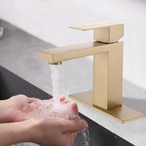 Single Handle Stainless Steel Brushed Gold Lavatory Faucet Single Hole T20 Design for Bathroom Use-Cannot Ship on Weekends - Product Image 2