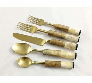 Modern <b>Bone</b> <b>Handle</b> Stainless Steel Luxury Dining Cutlery Set Spoon Fork <b>Knife</b> Flatware Utensil Set Traditional Style Party - Product Image 6