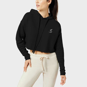 Best Selling Premium Quality Women Crop Top Hoodies Solid Color Crop Top Hoodies For Online Sale - Product Image 1