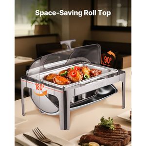 Set di scaldavivande in acciaio inossidabile 4Qt con 2 padelle di mezza dimensione 1 confezione di attrezzature per il riscaldamento e la tenuta del rettangolo - Product Image 5