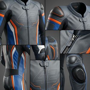 Traje de Motociclismo de Cuero para Hombre, Manga Larga, con Diseño Transpirable e Impresión del Número 42, para Todas las Temporadas - Product Image 6