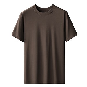 T-shirt pour homme à manches courtes, col rond, couleur unie, coupe classique, tricoté, 100% coton, respirant, style uni teint - Product Image 2