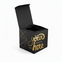 Boîte d'emballage en carton rigide noir mat de luxe personnalisée avec logo en estampe dorée et insert en EVA pour bijoux, parfums, coffret cadeau