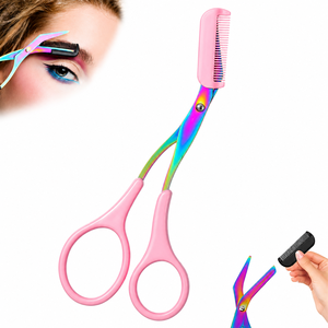 Ciseaux à sourcils 2 en 1 avec peigne, coupe-sourcils de précision en acier inoxydable, ciseaux de toilettage antidérapants pour hommes et femmes - Product Image 5