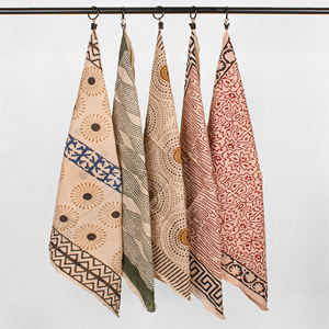 Ensemble de bandanas Bagru en coton faits à la main, multi-imprimés, style luxe, bandanas indiens bohèmes, foulard pour le cou, accessoires pour cheveux vintage - Product Image 1