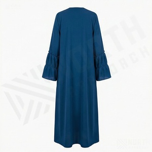 Abaya Moderna con Volantes en las Mangas, Poliéster Antiestático, Hecha a Mano, Larga hasta el Suelo, Vestido Modesto para Mujeres Musulmanas, Nida Premium - Product Image 2