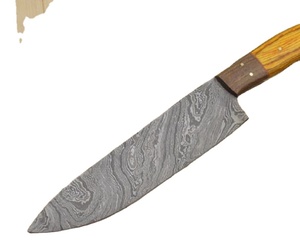 มีดเชฟเหล็กดามัสกัสเตอี้ทำด้วยมือมีดคมพิเศษจับไม้ปลอกหนังฟรีสำหรับใช้ในครัว - Product Image 4