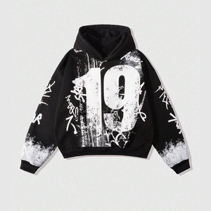 Sweat à capuche streetwear pour homme en molleton de coton premium, manches longues, imperméable, respirant, anti-plis, écologique, avec poche zippée - Product Image 1