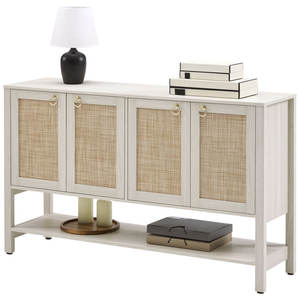 Buffet Boho en rotin à 4 portes avec 1 étagère ouverte Armoire de rangement polyvalente - Product Image 6