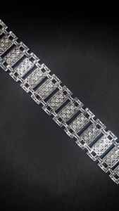 Bracelet de montre large de luxe en or blanc 14K, serti pavé de diamants baguette de laboratoire, style Hip Hop Présidentiel Iced Out - Product Image 2