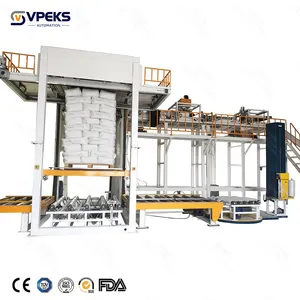 VPEKS Bag Box Carton Palletizer with Flat Push Stacking High Speed High Level Palletizing Machine with Pallet