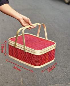 Cesta de Regalo Hecha a Mano, Ecológica, de Ratán y Bambú, con Diseño Flexible y Asa, para Festivales - Product Image 3