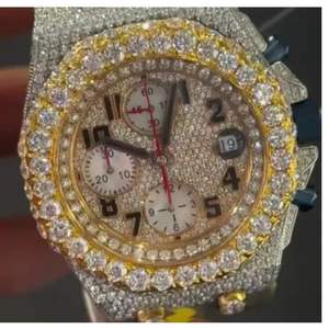 Montre de luxe entièrement personnalisée avec diamants de laboratoire, cadran en verre, bracelet de 20 mm pour homme, bijoux hip-hop, cadeau - Product Image 3