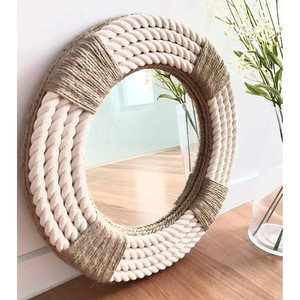 Espejo Náutico de Madera de Teca Hecho a Mano por Aqdus Saleem, Decoración Costera para el Hogar, Forma Redonda, Modelo TK-ROPE4, Venta al Por Mayor - Product Image 1