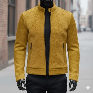Chaqueta clásica de invierno de cuero genuino con pelo de vaca para hombre - Product Image 3