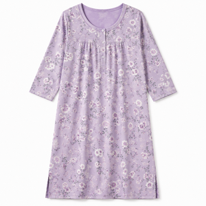 Camisón Floral de Franela para Mujer, 100% Algodón, Manga Larga, Cierre de Botones, Vestido de Dormir para Estar en Casa - Product Image 3