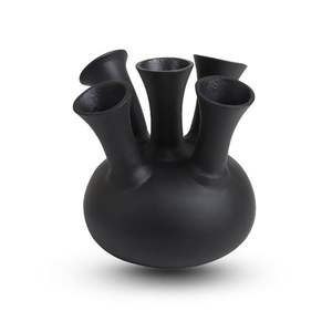 Jarrón Abstracto Estilo Wabi-Sabi Negro con Múltiples Boquillas, Acabado Mate, Maceta Metálica para Flores |   Decoración de Mesa Estilo Escandinavo para Habitación y Oficina - Product Image 1