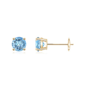 Pendientes de Oro Minimalistas Vaayu Jewels de 10K, 14K, 18K, Plata 925, 935, Chapados en Oro, con Engaste de Aguamarina, para Mujer, para Aniversario - Product Image 1