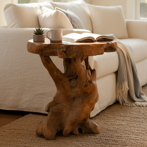 Mesa de Centro ARTERRA Premium, Rústica, de Raíz de Teca Natural, Hecha a Mano, Artesanal, Antigua, Duradera, para Sala de Estar, Mueble de Lujo para el Hogar CT-002 - Product Image 5