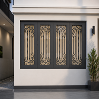 Ventanas Decorativas Fijas de Hierro Forjado Francés de Lujo KHP, Rejilla Hecha a Mano, Resistente al Óxido, Insonorizadas, Impermeables, Seguras para Hoteles