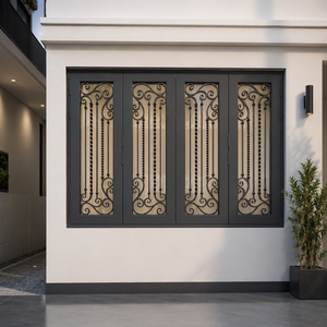 Ventanas Decorativas Fijas de Hierro Forjado Francés de Lujo KHP, Rejilla Hecha a Mano, Resistente al Óxido, Insonorizadas, Impermeables, Seguras para Hoteles - Product Image 3