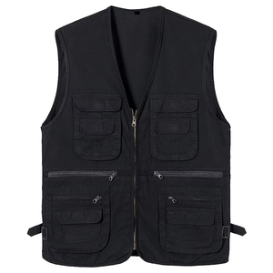 Custom Color High Visibility <b>Canvas</b> Security Vest Button Closure Breathable Eco-Friendly Men's Tactical Workwear Yellow Green - Product Image 1