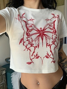Camisetas cortas personalizadas, camisetas cortas básicas sexys para mujer, camisetas cortas de manga larga con servicio personalizado OEM ODM, camisetas cortas para mujer - Product Image 3