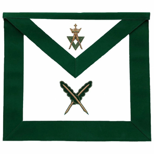 Delantal masónico con brújula, corona y espadas cruzadas bordadas, regalia de terciopelo verde para masónicos - Product Image 1
