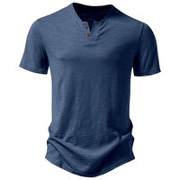 T-shirt Henley personnalisé pour homme, manches courtes, coton, fibre de bambou, séchage rapide, respirant, confortable, col rond, décontracté, pour la gym, vêtements d'été, OEM