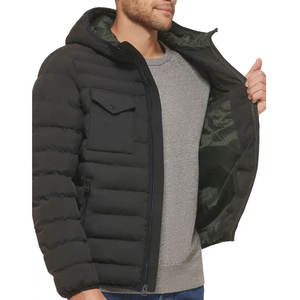 Chaqueta Acolchada con Capucha Unisex, Informal de Invierno, 300g, Relleno de Poliéster Grueso, Color Sólido, Cierre de Cremallera Resistente al Viento, Logotipo Frontal - Product Image 4