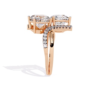 Bijoux de corps raffinés en or massif 14 carats avec diamant de laboratoire taille coussin de 2,5 carats et pierres latérales rondes, design de luxe - Product Image 3