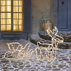 Decorazione Natalizia LED Renna con Slitta, 35 Luci Bianco Caldo, Struttura in Acciaio per Interni ed Esterni, Alimentazione AC - Product Image 2