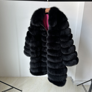 Luxury Black Genuine Fox Fur <b>Jacket</b> for <b>Men</b> Winter <b>Long</b> Style Real Fur Overcoat With Zipper Plus Size Classic Style Fur Coat - Product Image 1