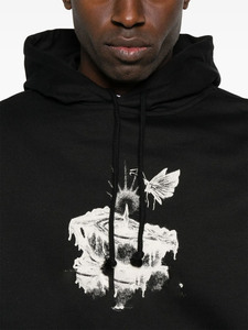 Sudadera con capucha negra con estampado gráfico abstracto. Nombres alternativos: * Sudadera con capucha estilo streetwear minimalista * Sudadera con capucha negra con estampado artístico * Oversize - Product Image 3