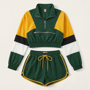 Ensemble urbain deux pièces en nylon froissé pour femme : veste courte zippée et short athlétique taille haute - Fournisseur - Product Image 6