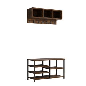 Industrial 7-Hook Coat Rack and <b>Shoe</b> Bench Set Entryway Hallway 5 with Hall Tree for Convenient <b>Storage</b> - Product Image 6