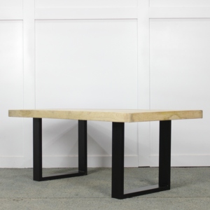 Wooden <b>Coffee</b> <b>Table</b> with Metal Legs | Solid Mango Wood <b>Table</b> with Black Metal Legs | Living Room <b>Coffee</b> <b>Table</b> - Product Image 3